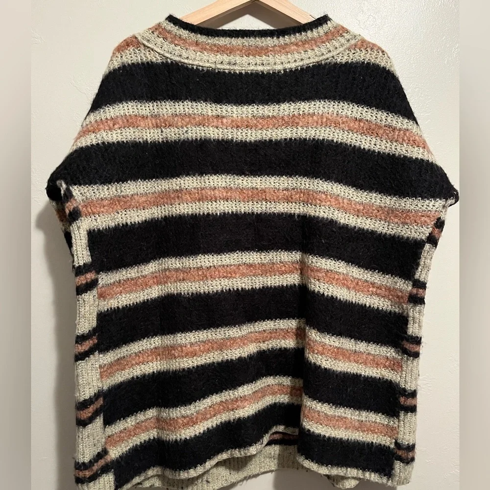 Free People Side Stripe Tunic Sweater Alpaca Blend Grommet Oversized Size Small